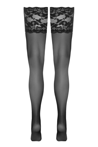 Bas Autofixants Dentelle Noir - Cotelli Legwear