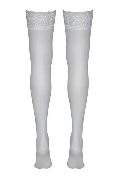 Bas autofixants blanc satiné – Cotelli Legwear