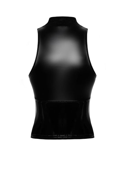 Top zippé Glam F324 vinyle wetlook noir sensuel - 3