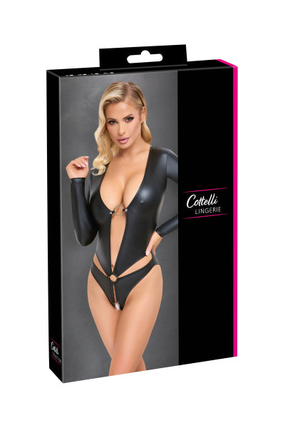 Body noir ouvert manches longues - Cotelli Lingerie - 3 | Voyage Sensuel