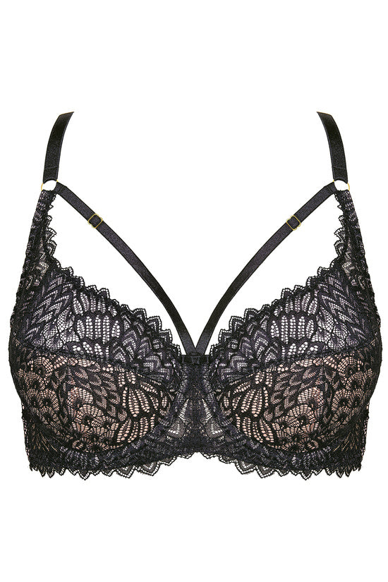 Soutien-gorge semi-rembourré noir Celeste avec bretelles