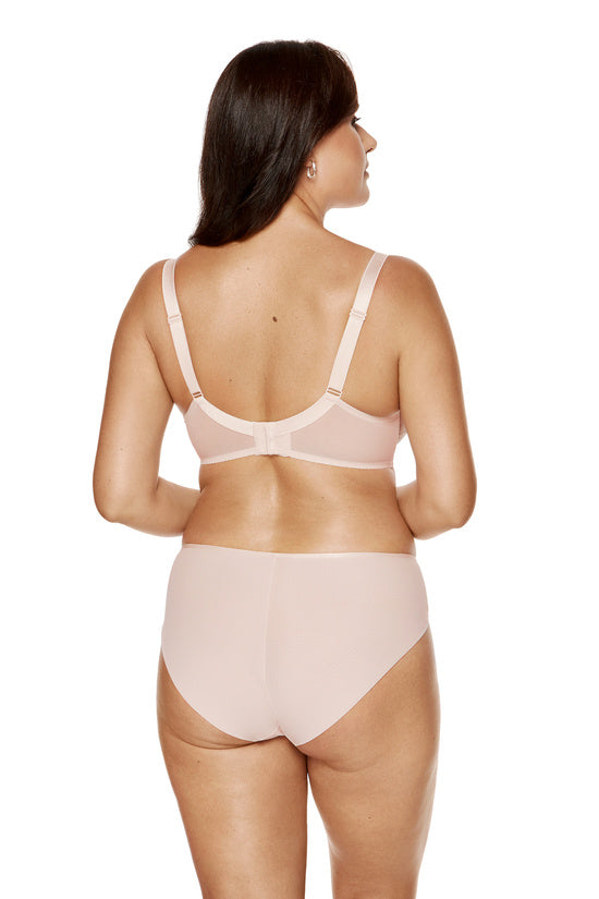 Soutien-gorge semi-rembourré beige en dentelle pour femme