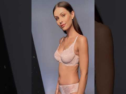 Soutien-gorge beige semi-rembourré en dentelle