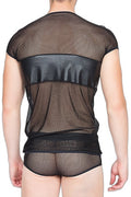 T-shirt Thunder — Résille Sexy & Bande Cuir - 3