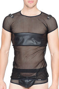 T-shirt Thunder — Résille Sexy & Bande Cuir - 4