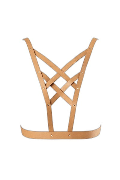 Harnais décolleté croisé marron Maze - Séduction pure