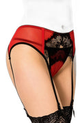 Porte-jarretelles rouge et noir Paris Hollywood avec string - 2