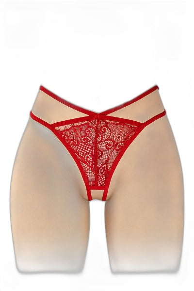 String Ouvert Mylène Rouge - Séduction Sophistiquée