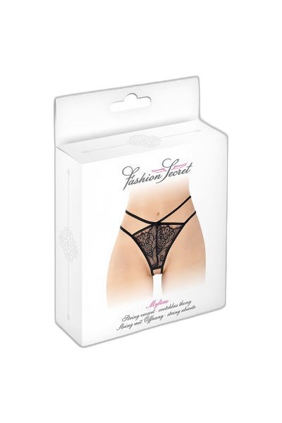 String ouvert Mylene - Noir sophistiqué et coquin
