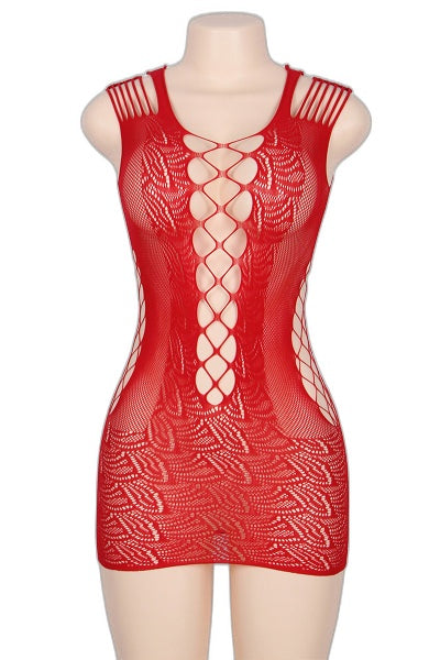 Robe Rouge Moulante Ajourée Paris Hollywood