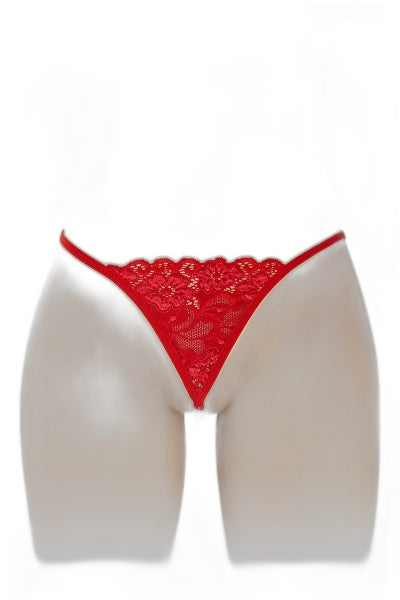 String Venusina Rouge avec Perles - Séduction Tactile