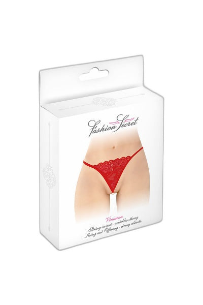 String Venusina Rouge avec Perles - Séduction Tactile
