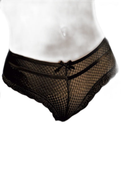 Tanga noir dentelle ajouré - Séduction Paris Hollywood