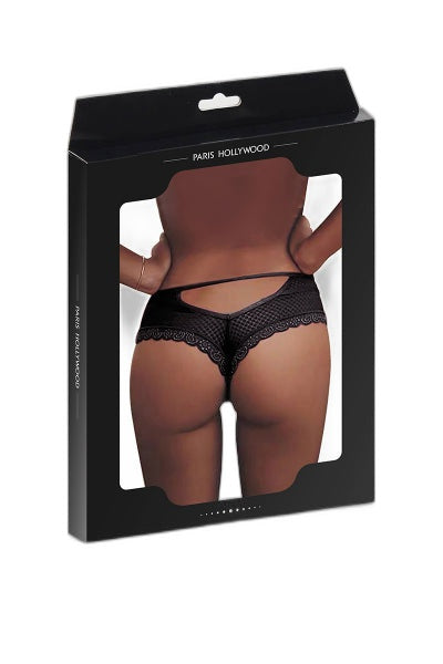 Tanga noir dentelle ajouré - Séduction Paris Hollywood - 3 | Voyage Sensuel