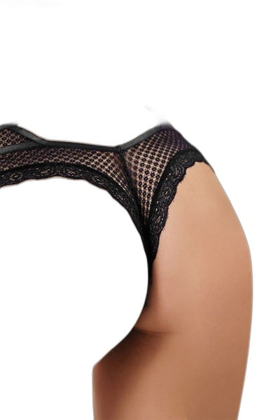 Tanga noir dentelle ajouré - Séduction Paris Hollywood - 5 | Voyage Sensuel