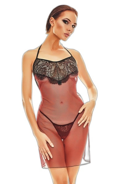 Robe lingerie rouge bordeaux Fantasme - Anaïs - 1 | Voyage Sensuel