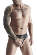 String noir wetlook et mesh Regnes - Séduction absolue - 1