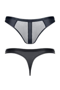 String noir wetlook et mesh Regnes - Séduction absolue - 2