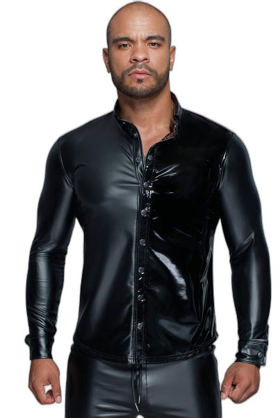 Chemise Wetlook Noir H064 – Séduction Urbaine - 1