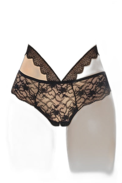 Culotte Ouverte Noire Marie - Dentelle Sexy