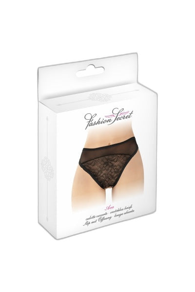 Tanga noir ouvert Ava - Fashion Secret
