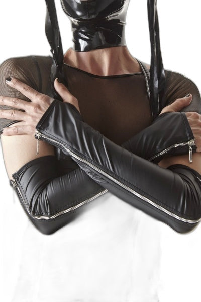 Gants longs wetlook avec fermeture éclair Regnes - 1 | Voyage Sensuel