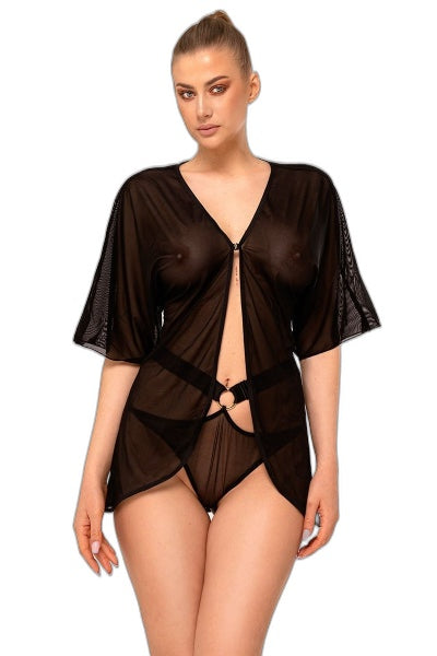 Déshabillé Velo en tulle noir - Anaïs - 2 | Voyage Sensuel