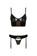 Ensemble Lara Casmir : Bustier & Culotte Jarretelles Noire - 2