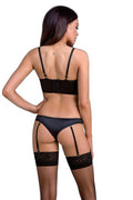 Ensemble Lara Casmir : Bustier & Culotte Jarretelles Noire - 4