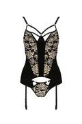 Guêpière Victoria Casmir - Dentelle Baroque & Satin Noir - 2