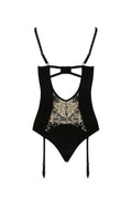 Guêpière Victoria Casmir - Dentelle Baroque & Satin Noir - 3