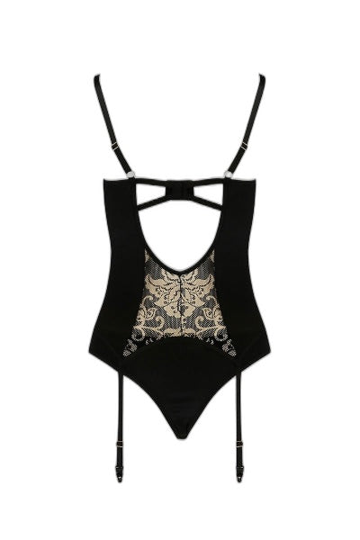 Guêpière Victoria Casmir - Dentelle Baroque & Satin Noir - 3 | Voyage Sensuel