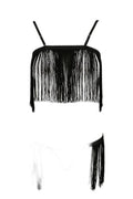 Ensemble Kassandra Passion - Soutien-gorge ouvert et string à franges - 2