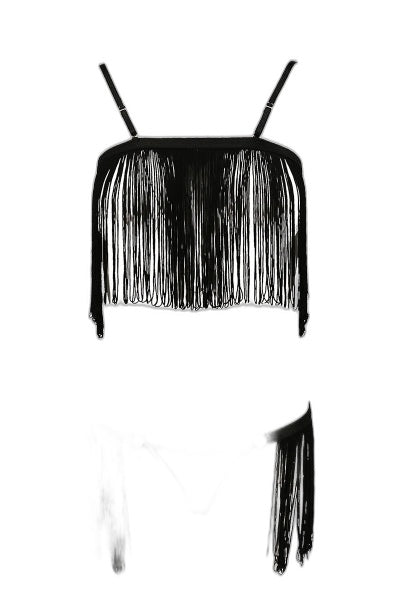 Ensemble Kassandra Passion - Soutien-gorge ouvert et string à franges - 2 | Voyage Sensuel