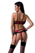 Ensemble Scarlet Rouge à Jarretelles Passion - Dentelle & Satin - 4
