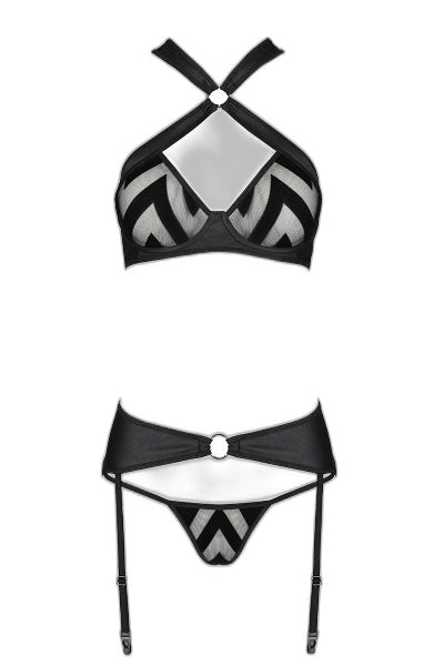 Ensemble Sexy Hima - Porte-jarretelles Faux Cuir & Tulle - 4 | Voyage Sensuel