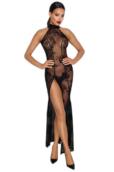 Robe captivant sexy en tulle transparent – Noir