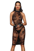 Robe Mi-Longue Tulle Transparent Noir HandMade - 1