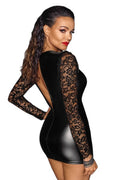 Mini robe wetlook et dentelle F253 – Séduction totale - 5