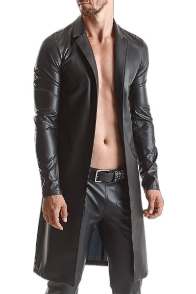 Manteau long wetlook Sergio - Allure sombre et séduction