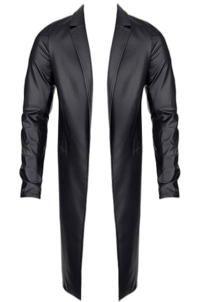 Manteau long wetlook Sergio - Allure sombre et séduction