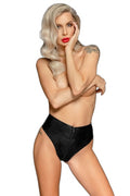 Culotte Tanga Zippée Snake Wetlook - Noir Handmade - 1