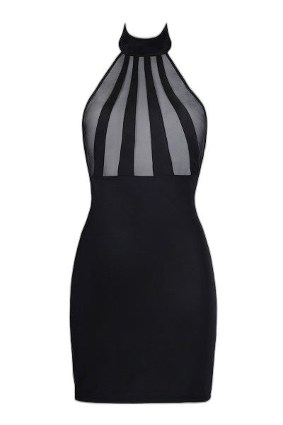 Robe Noire V-9149 Axami : Dos Nu & Transparences Séductrices - 2 | Voyage Sensuel