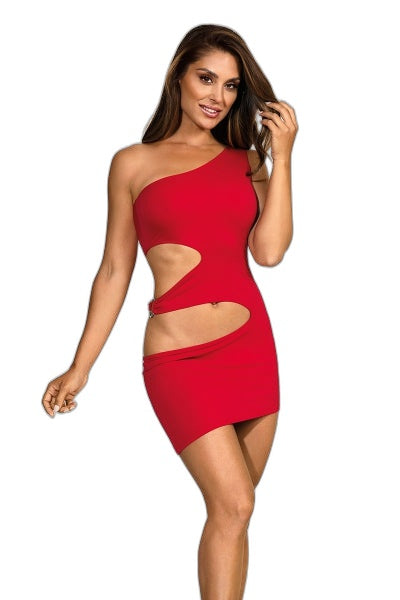 Robe Rouge Asymétrique Axami - Séduction Garantie