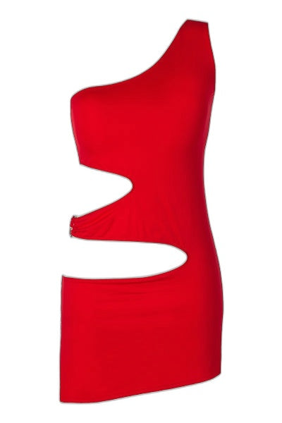 Robe Rouge Asymétrique Axami - Séduction Garantie - 2 | Voyage Sensuel