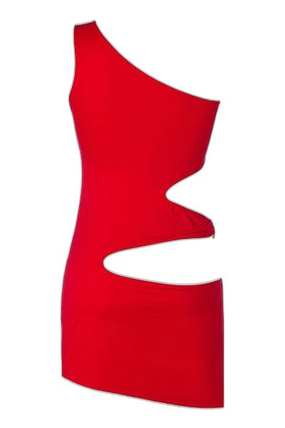 Robe Rouge Asymétrique Axami - Séduction Garantie - 3 | Voyage Sensuel