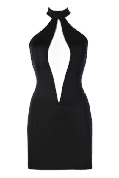 Robe Noire Sexy Axami V-9269 - Microfibre & Tulle - 2 | Voyage Sensuel