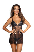 Nuisette dentelle wetlook noire Axami — séduction absolue - 1