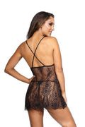 Nuisette dentelle wetlook noire Axami — séduction absolue - 4