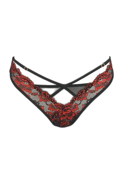 String dentelle brodé rouge V-10028 Axami - 4